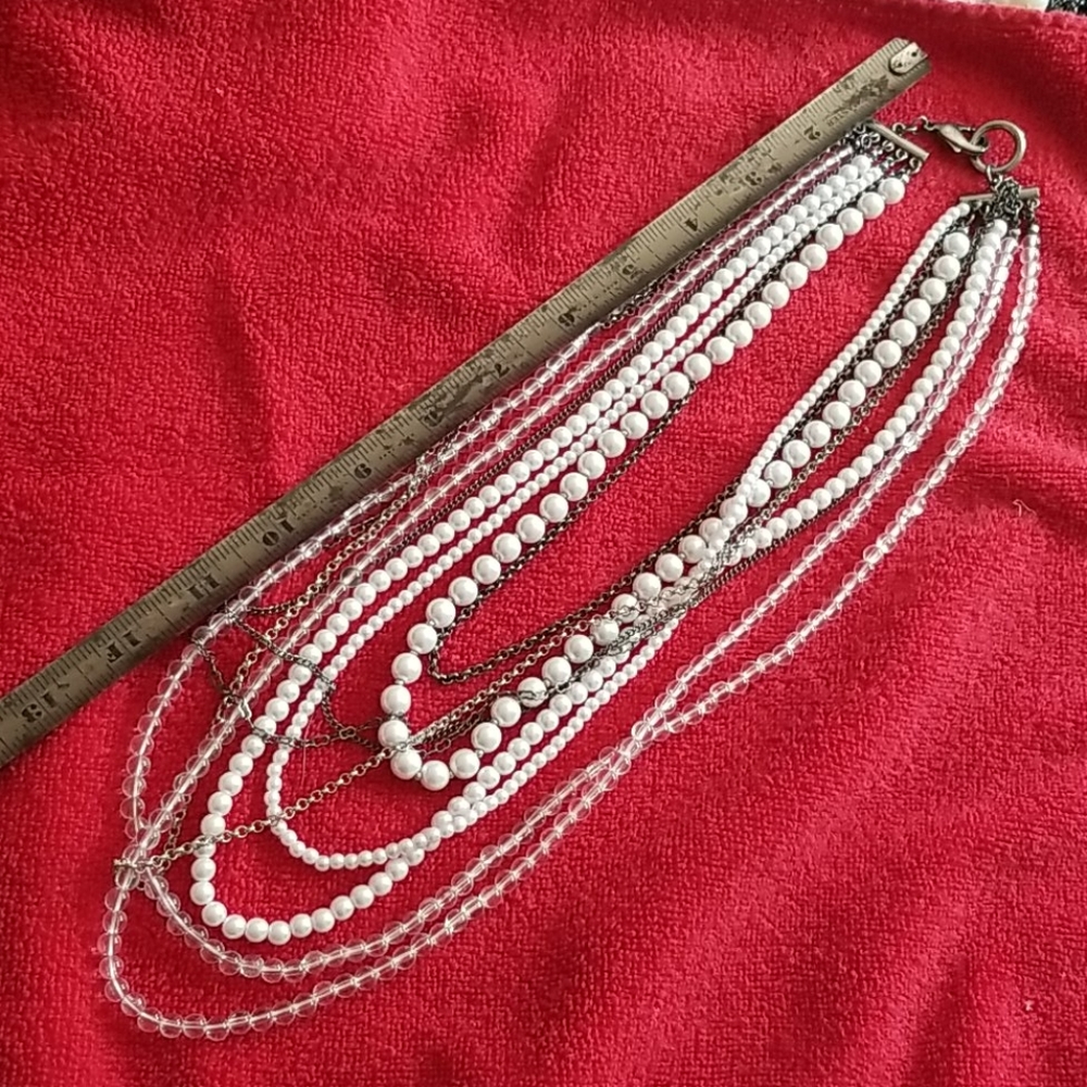 9 strand pearl/bead necklace 28"